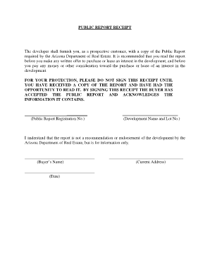 Arizona Public Report Receipt