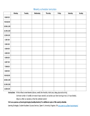 Weekly Schedule Template