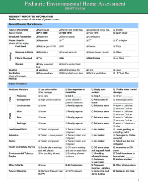 Pediatric Environmental Home Assessment Form
