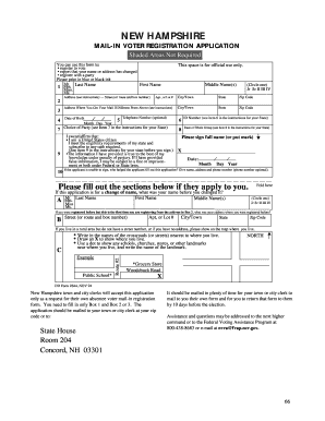 New Hampshire Mail-In Voter Registration Application