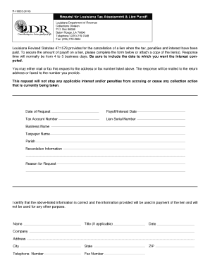 Louisiana Tax Assessment and Lien Payoff Request