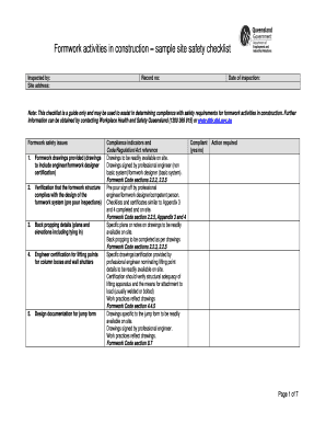 Construction Formwork Safety Checklist