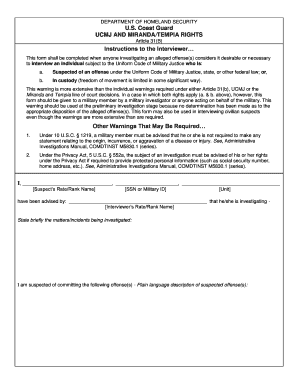 UCMJ and Miranda Rights Form