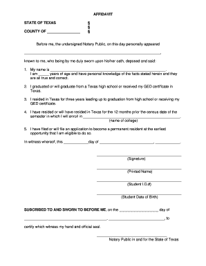 Texas Residency Affidavit