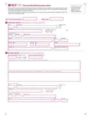 Personal Accident Insurance Claim Form