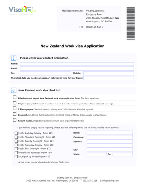 New Zealand Work Visa Application