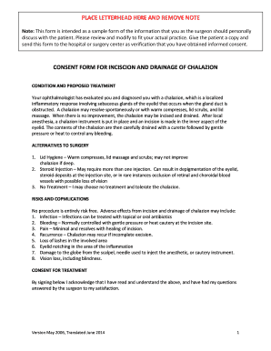 Consent form for inciscion and drainage of chalazion