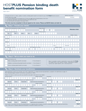 HOSTPLUS Pension Binding Death Benefit Nomination Form