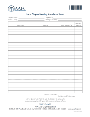 Local Chapter Meeting Attendance Sheet