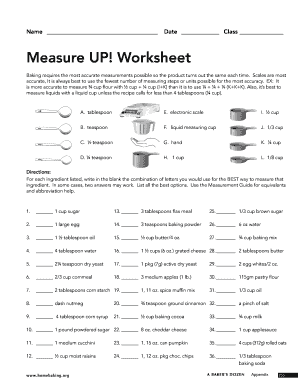 Measure up worksheet key