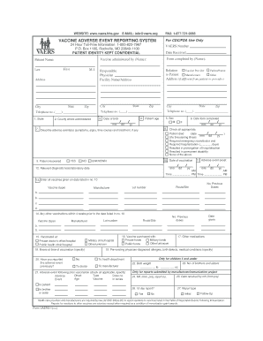 Vaccine Adverse Event Reporting Form