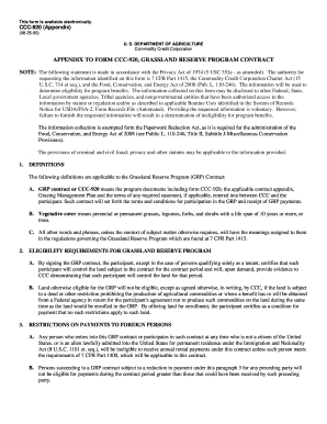 Grassland Reserve Program Contract