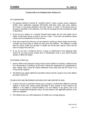 California Caregiver Authorization Affidavit