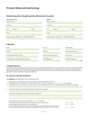 Privater Motorrad-Kaufvertrag
