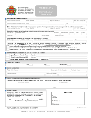 Modelo 240 Corvera de Asturias Domiciliacin Bancaria