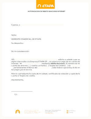AUTORIZACION DE DEBITO BANCARIO INTERNET - Inicio - etapa net