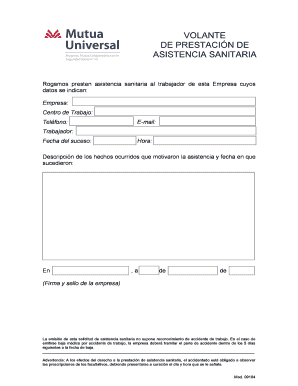 Volante de Prestacin de Asistencia Sanitaria - CASTdoc