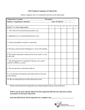 Please complete one (1) evaluation form for each clinical day