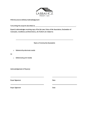 HOA Documents Delivery Acknowledgement