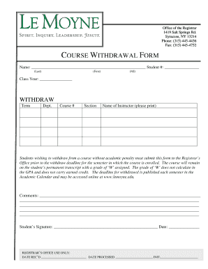 Course Withdrawal Form