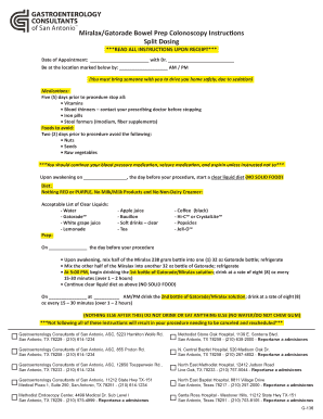 Miralax Gatorade Bowel Prep Colonoscopy Instructions