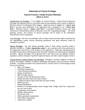 Delineation of Clinical Privileges