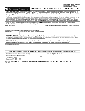 Presidential memorial certificate sample