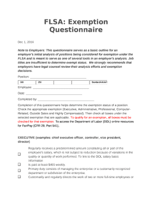 FLSA Exemption Questionnaire