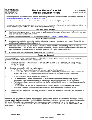 USCG Merchant Mariner Credential Medical Evaluation