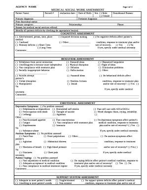 MEDICAL SOCIAL WORK ASSESSMENT