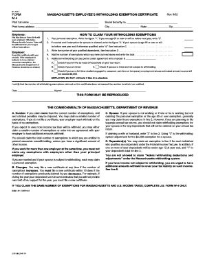 Massachusetts Employee s Withholding Exemption Certificate