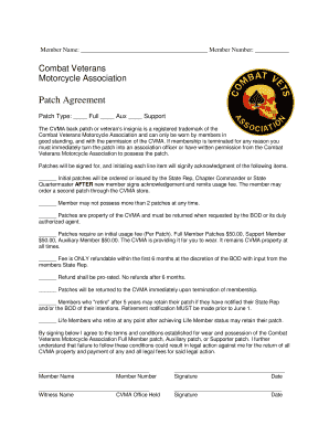 Combat Veterans Motorcycle Association Patch Agreement