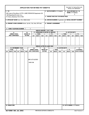 Retired Pay Benefits Application