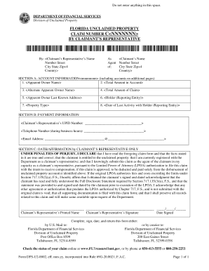 FLORIDA UNCLAIMED PROPERTY CLAIM Unclaimed Property