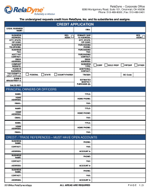 RelaDyne Credit Application