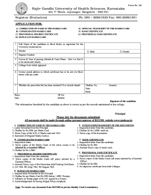 Rajiv Gandhi University of Health Sciences Application Form