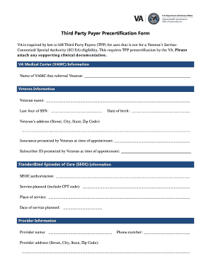 Third Party Payer Precertification Form