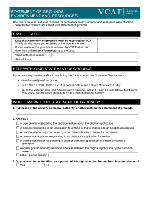 Statement of Grounds for VCAT