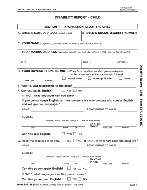 Form ssa 3820 bk