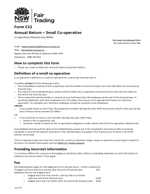 Annual Return Small Co-operative Form C12