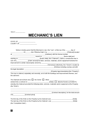 Mechanic's Lien Form