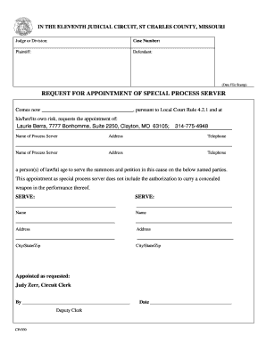 Request for Appointment of Special Process Server