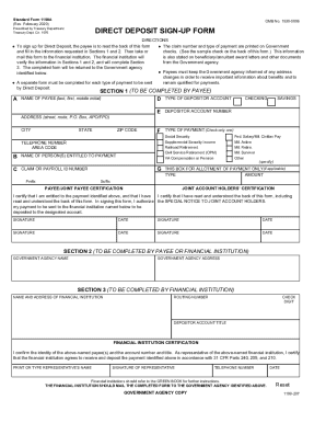 Standard Form 1199A Direct Deposit Sign-Up Form