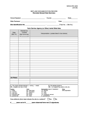 NRCS-CPA-32W Wetland Documentation Record
