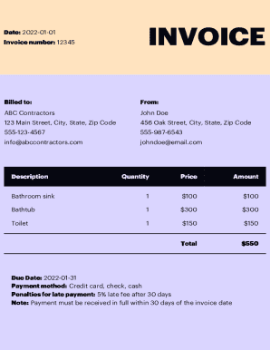 Bathroom Remodel Invoice Template