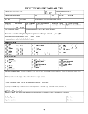 Employee Injury Illness Report Form