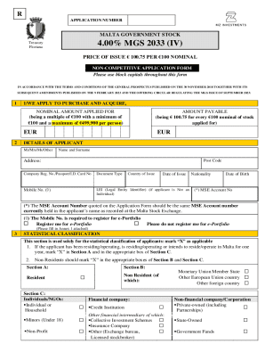 Malta Government Stock Application Form