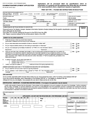 California State Personnel Board Examination Application