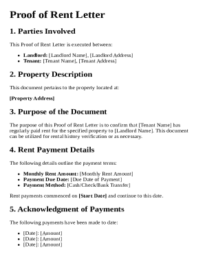 Proof of Rent Letter Template