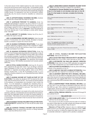 Kansas Partnership or S Corporation Income Tax Form